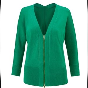 Cabi 5142 Womens Emerald Green Zip Front Banner Sweater Cardigan Size Medium M